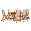 vidaXL 7 pcs conjunto de jantar para jardim ac&aacute;cia maci&ccedil;a e textilene