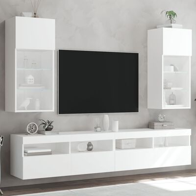 vidaXL Móveis de TV com luzes LED 2 pcs 40,5x30x90 cm branco