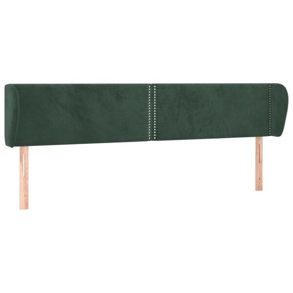 vidaXL Cabeceira de cama c/ abas veludo 203x23x78/88cm verde-escuro