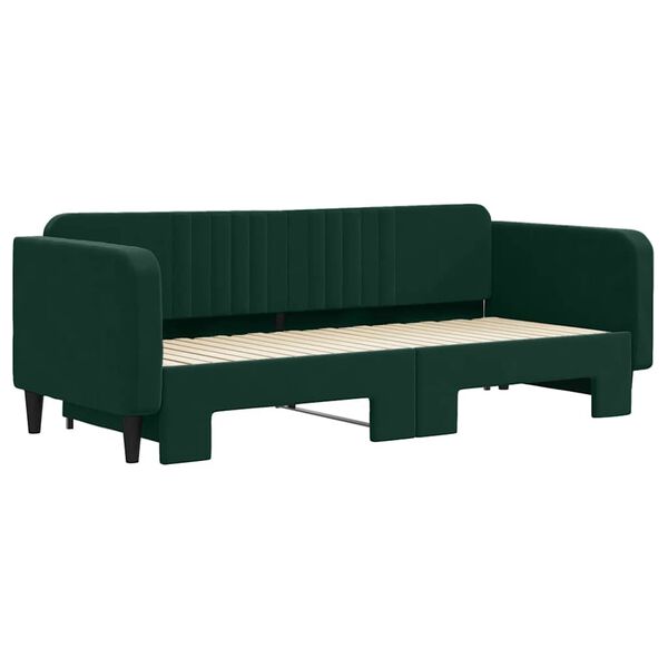 vidaXL Sof&aacute;-cama com gavet&atilde;o 90x200 cm veludo verde-escuro