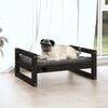 vidaXL Cama para c&atilde;es 65,5x50,5x28 cm madeira de pinho maci&ccedil;a preto