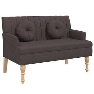 vidaXL Banco c/ almofad&otilde;es 113x64,5x75,5 cm tecido castanho-escuro
