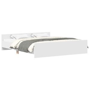 vidaXL Estrutura de cama c/ pain&eacute;is cabeceira e p&eacute;s 200x200 cm branco