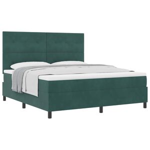 vidaXL Cama Box com colch&atilde;o Verde Escuro 180 x 200 cm tecido