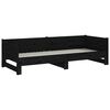 vidaXL Sof&aacute;-cama de puxar pinho maci&ccedil;o preto 2x(80x200) cm