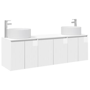 vidaXL Conjunto de Arm&aacute;rios para Banheiro 3 unid. Branco Brilhante