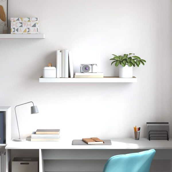 vidaXL Prateleira parede suspensa 80x23,5x3,8 cm MDF carvalho e branco