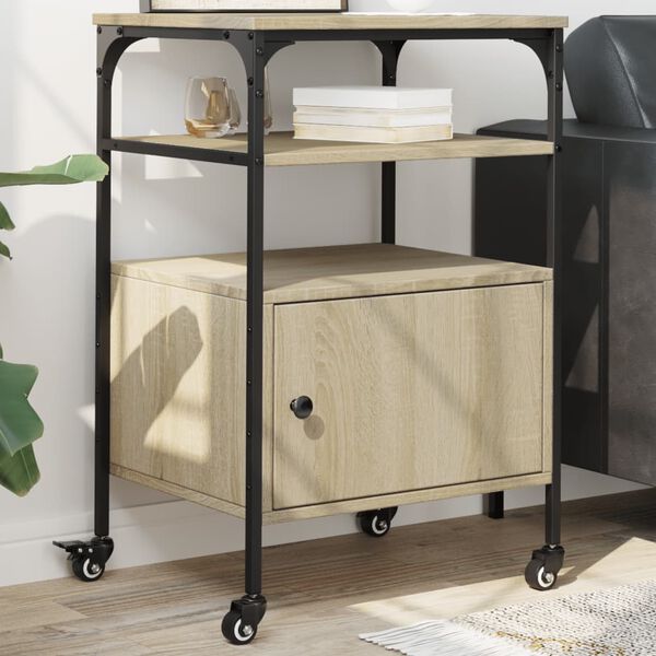 vidaXL Suporte impressora 3 prateleiras deriv. madeira carvalho sonoma