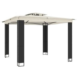 VidaXL Gazebo com telhado duplo 2,94x2,94 m a&ccedil;o creme