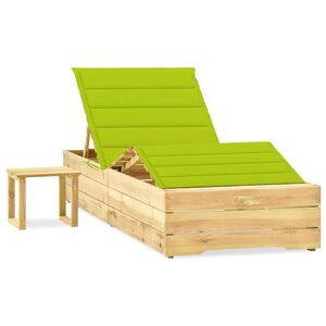 vidaXL Espregui&ccedil;adeira de jardim com mesa e almofad&atilde;o pinho impregnado