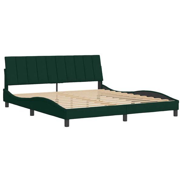 vidaXL Estrutura de cama sem colch&atilde;o Hanko 180x200 cm veludo verde-escuro