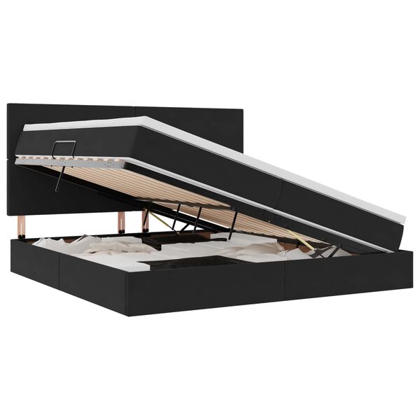 vidaXL Cama com arruma&ccedil;&atilde;o e colch&atilde;o Preto 200 x 200 cm Veludo