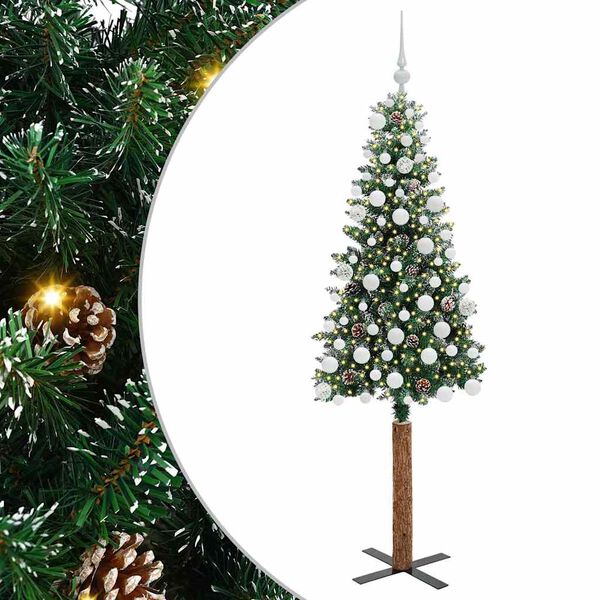 vidaXL &Aacute;rvore de Natal Slim com 300 LEDs com suporte Verde 180 cm
