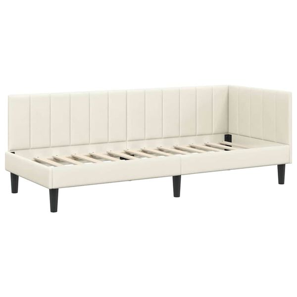 vidaXL Estrutura de Cama de Canto Creme 80 x 200 cm Veludo