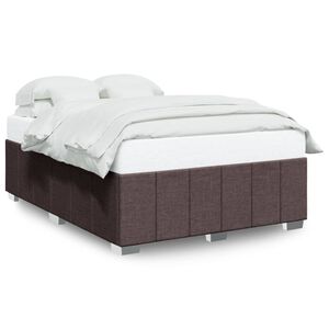 vidaXL Estrutura de cama sem colch&atilde;o 140x200 cm tecido castanho-escuro