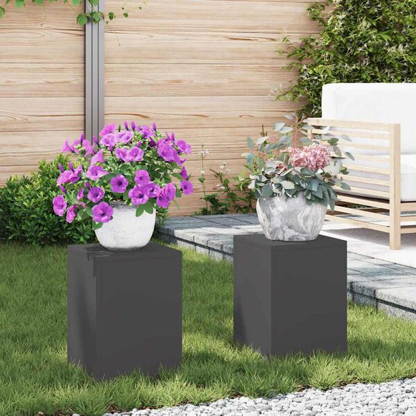 vidaXL Suporte para Plantas 2 pcs Preto 24 x 24 x 35 cm A&ccedil;o