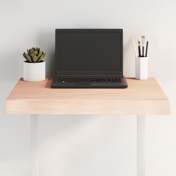 vidaXL Tampo de mesa c/ bordas vivas carvalho maci&ccedil;o n&atilde;o tratado