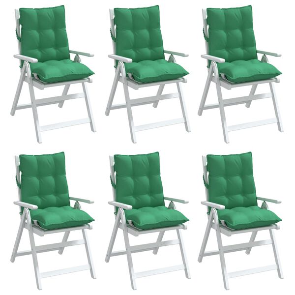vidaXL Almofad&otilde;es cadeira encosto baixo 6 pcs tecido oxford verde