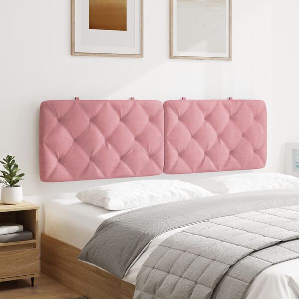 vidaXL Almofad&atilde;o de cabeceira 160 cm veludo rosa