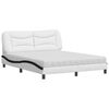 vidaXL Cama com colch&atilde;o Hvar 160x200 cm couro artificial preto e branco