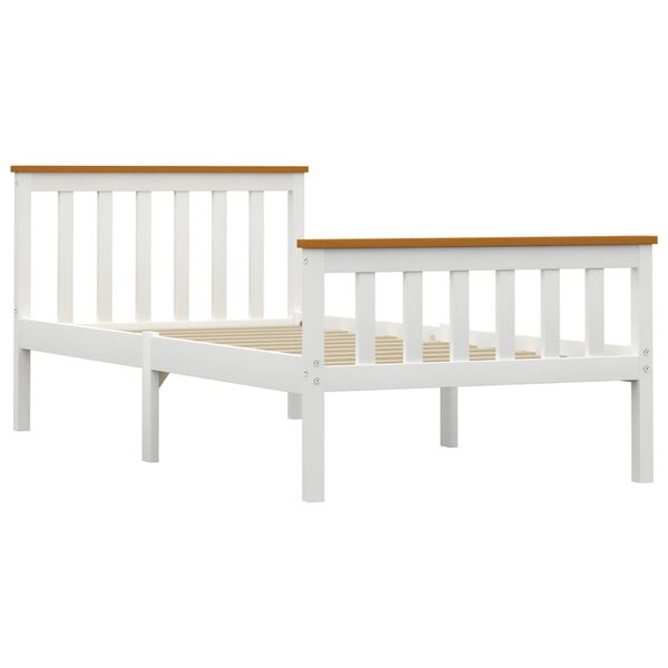 vidaXL Estrutura de cama com 2 gavetas 90x200 cm pinho maci&ccedil;o branco