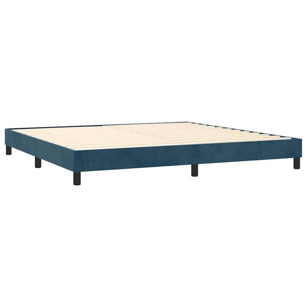 vidaXL Cama com molas/colch&atilde;o 200x200 cm veludo azul-escuro