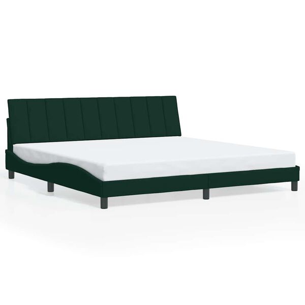 vidaXL Estrutura de cama sem colch&atilde;o Hanko 200x200 cm veludo verde-escuro