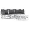vidaXL 4 pcs conjunto lounge de jardim com almofad&otilde;es a&ccedil;o branco
