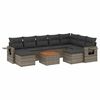 vidaXL 10 pcs conjunto sof&aacute;s de jardim c/ almofad&otilde;es vime PE cinzento