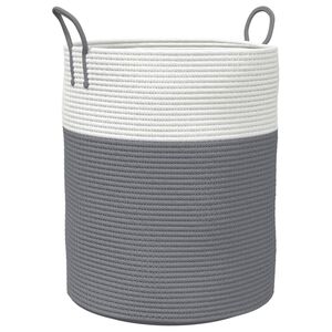 vidaXL Cesto de arruma&ccedil;&atilde;o &Oslash;38x46 cm algod&atilde;o cinzento e branco