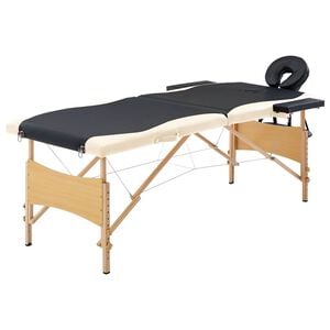 vidaXL Mesa de massagens dobr&aacute;vel 2 zonas madeira preto e bege