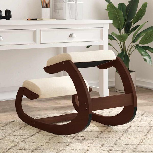 vidaXL Cadeira de ajoelhar 55x84x55 cm contraplacado de b&eacute;tula creme