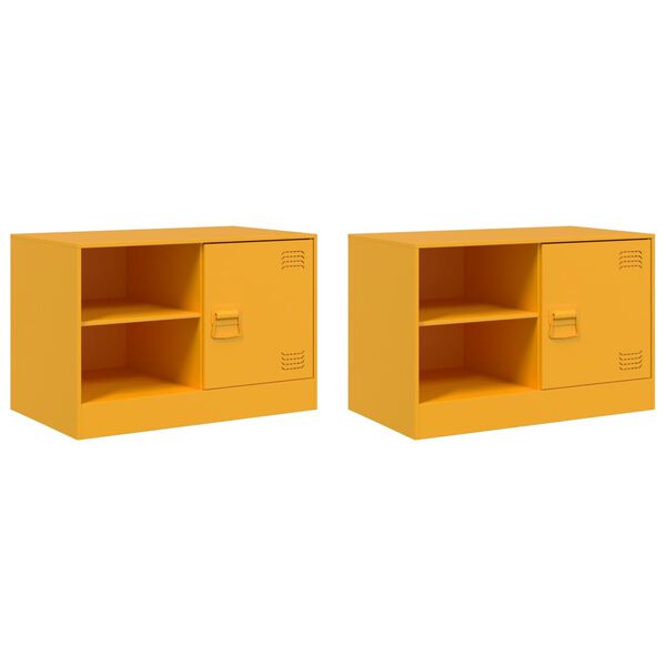 vidaXL M&oacute;veis de TV 2 pcs 67x39x44 cm a&ccedil;o amarelo mostarda