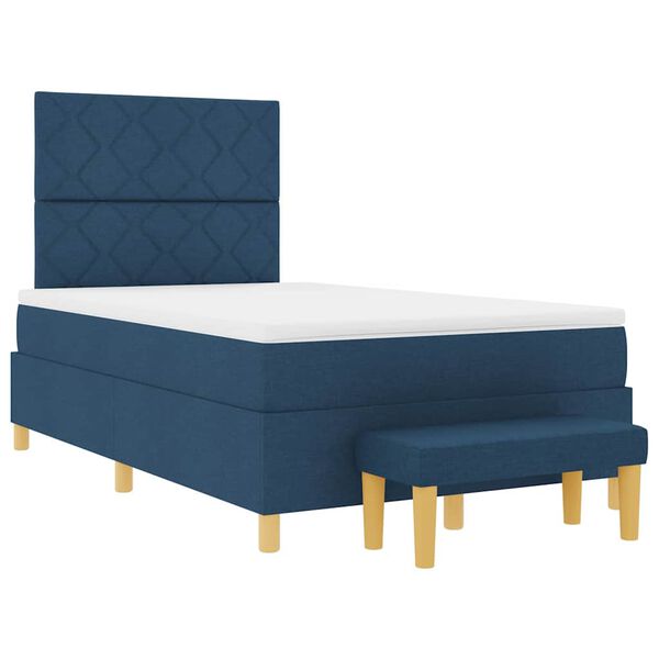 vidaXL Cama Box com colch&atilde;o com cabeceira Azul 120 x 190 cm tecido