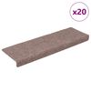 vidaXL Tapetes de escada autoadesivos 20 pe&ccedil;as 65x21x4 cm castanho claro com borda retangular