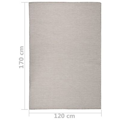 vidaXL Tapete de tecido plano p/ exterior 120x170 cm cinza-acastanhado