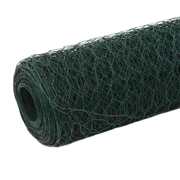 vidaXL Cerca arame galinheiro 25x1,5 m a&ccedil;o c/ revestimento PVC verde