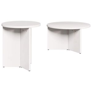 vidaXL Mesa de centro 2 pcs Branco Madeira de pinho maci&ccedil;a