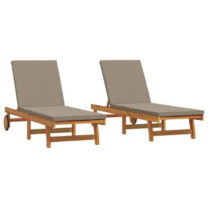 vidaXL Espreguiçadeira com almofada 2 pcs Castanho 63 x 199 x 85cm