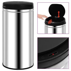 vidaXL Caixote do lixo com sensor autom&aacute;tico 70 L a&ccedil;o inoxid&aacute;vel