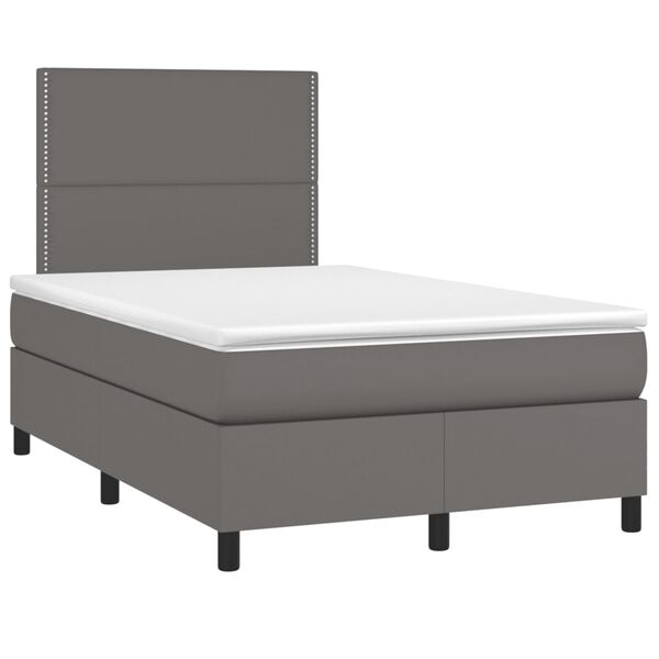 vidaXL Cama boxspring com colch&atilde;o 120x190 cm couro artificial cinzento