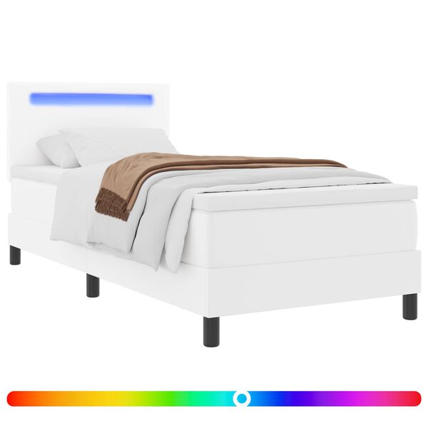 vidaXL Cama Box com colch&atilde;o Branco 100 x 200 cm Couro sint&eacute;tico