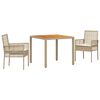 vidaXL Conjunto de Jantar para Jardim 3 unid. Bege vime PE