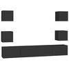 vidaXL 6 pcs conjunto de m&oacute;veis de TV derivados de madeira preto