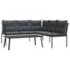 vidaXL Conjunto de sof&aacute;s de jardim c/ almofad&otilde;es a&ccedil;o/textilene preto