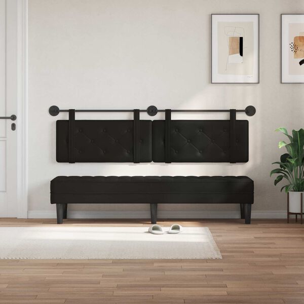 vidaXL Cabeceira Suspensa Preto 190 x 55 x 5 cm Couro Sint&eacute;tico