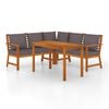 vidaXL 4 pcs conj. jantar jardim c/ almofad&otilde;es madeira ac&aacute;cia maci&ccedil;a