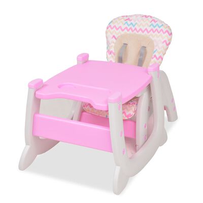 vidaXL Cadeira de refeição conversível 3 em 1 com mesa rosa