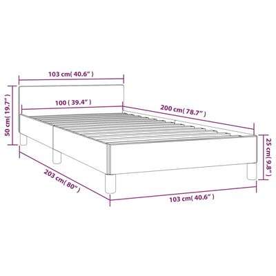 vidaXL Estrutura de cama c/ cabeceira 100x200 cm tecido cinza-claro