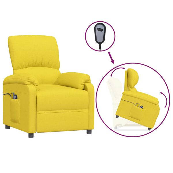 vidaXL Poltrona elevat&oacute;ria de massagens tecido amarelo-claro